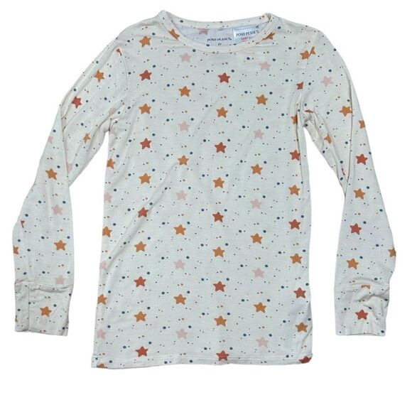 Posh Peanut Kids Cream Multi Star Print Long Sleeve Bamboo Pajama Set - Picture 5 of 9